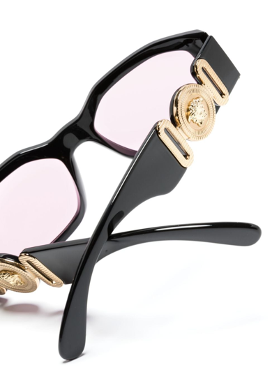 Shop Versace Medusa-plaque Hexagonal-frame Sunglasses In Black