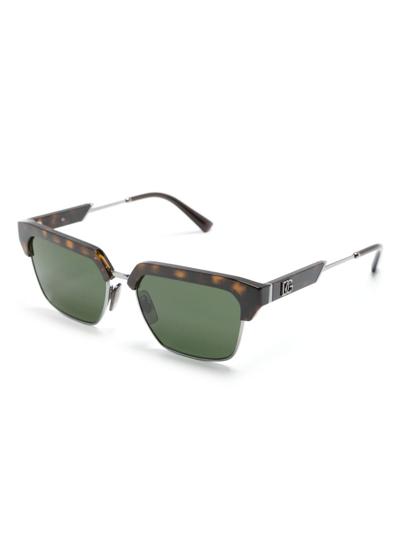 Shop Dolce & Gabbana Tortoiseshell Square-frame Sunglasses In Black