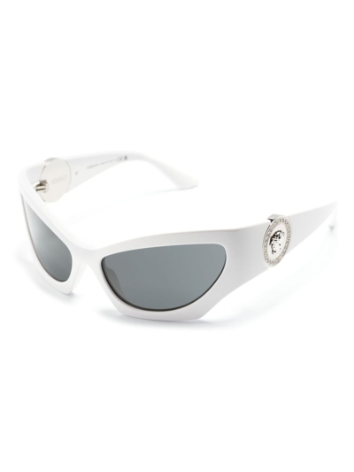 Versace White Oversized Cat-eye Sunglasses In White