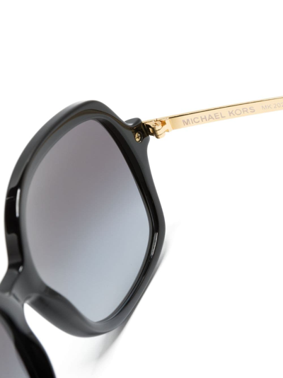 Michael Kors Logo-engraved Square-frame Sunglasses In Black