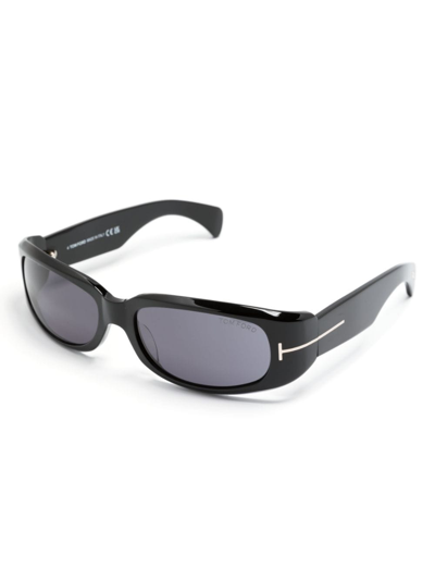 Tom Ford T-shaped Rectangle-frame Sunglasses In Black