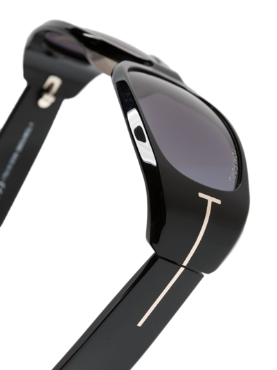 Tom Ford T-shaped Rectangle-frame Sunglasses In Black