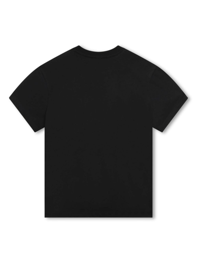 Shop Lanvin Enfant Logo-embroidered Organic Cotton T-shirt In Black