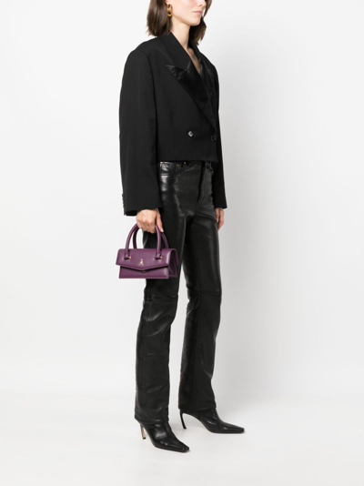 Shop Patrizia Pepe Fly Bamby Leather Shoulder Bag In Purple