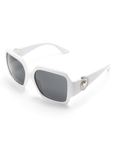 Versace Medusa-plaque Square-frame Sunglasses In White