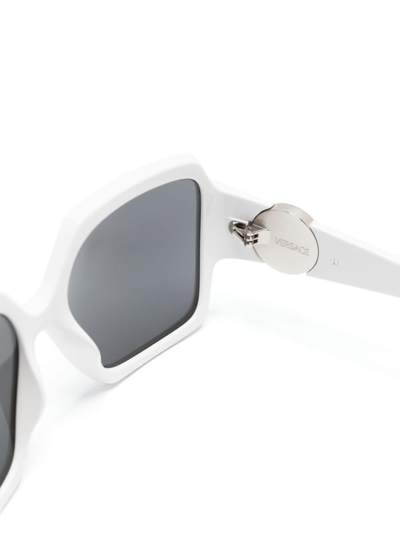 Versace Medusa-plaque Square-frame Sunglasses In White