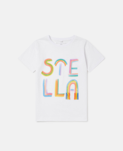 Shop Stella Mccartney Stella Logo Rainbow T-shirt In Blue