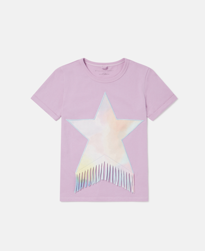 Shop Stella Mccartney Fringed Star T-shirt In Blue