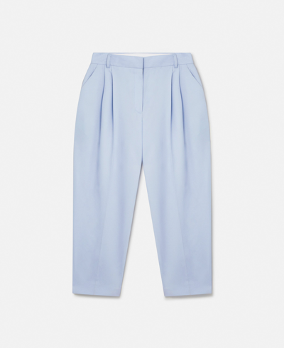 Shop Stella Mccartney Cropped Pleated Trousers In Baby Blue