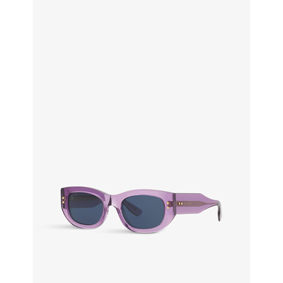 Shop Gucci Women's Purple Gc001936 Gg1215s Rectangle-frame Acetate Sunglasses
