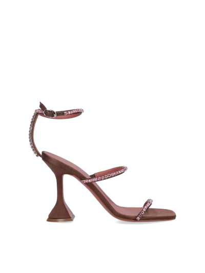 Shop Amina Muaddi Gilda' Sandals In Brown