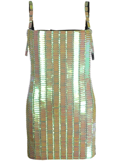 Shop Attico Sequin Minidress In Green