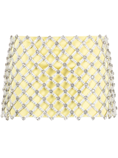 Shop Attico Crystal Miniskirt In Yellow