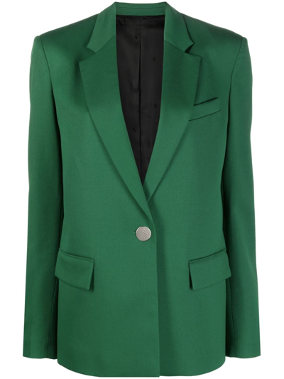 Shop Attico Cool Stretch Wool Single Breast Blazer Jacket In Green