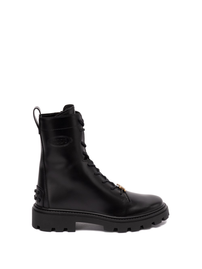 Shop Tod's Combat Boots In Black  