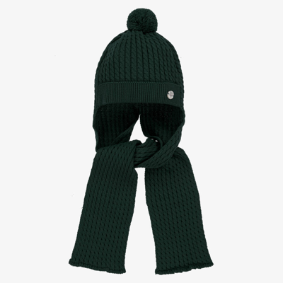Shop Artesania Granlei Green Knitted Hat & Attached Scarf