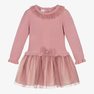 Shop Artesania Granlei Girls Pink Knitted Tulle Dress