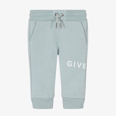 Shop Givenchy Boys Sage Green Joggers In Blue