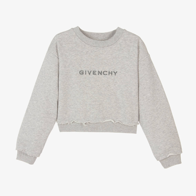 Shop Givenchy Teen Girls Grey Cropped Sweatshirt