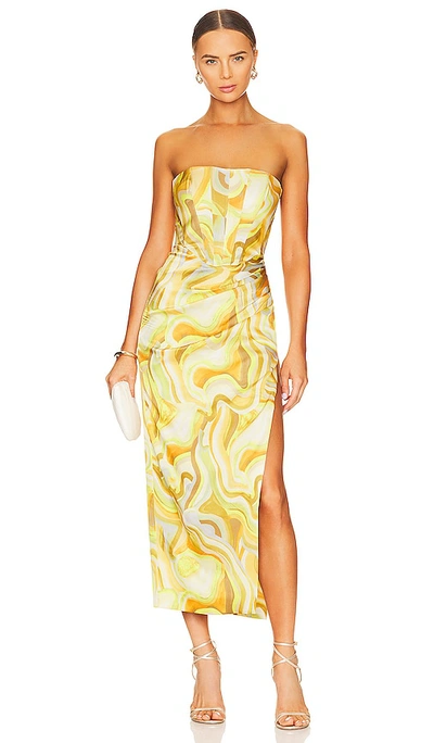 Shop Bardot Tiani Midi Dress In Yellow Swirl