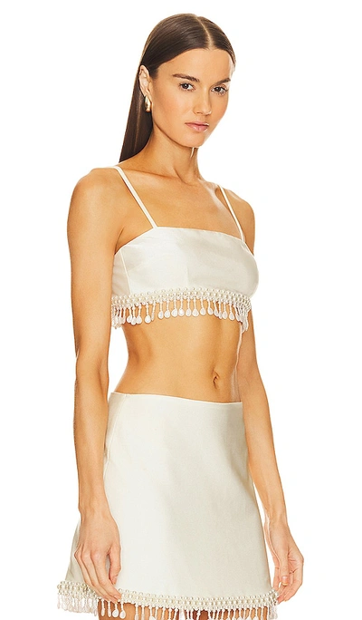 Shop Patbo Hand-beaded Cropped Top In White