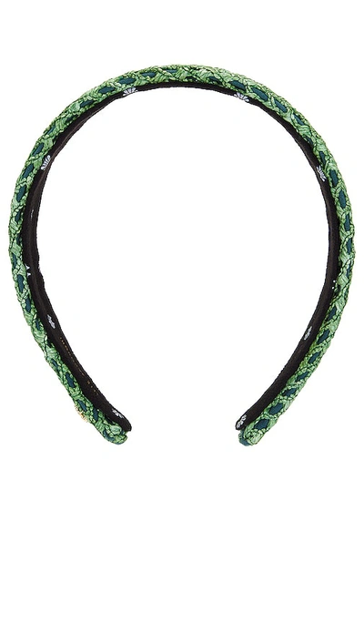Shop Lele Sadoughi Bessette Headband In Emerald Pool