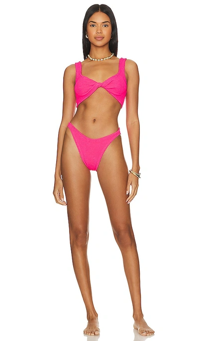 Shop Hunza G Juno Bikini Set In Hot Pink