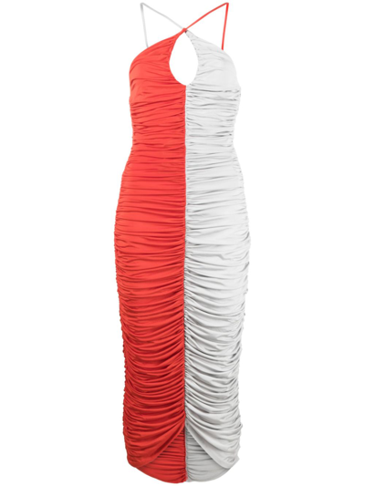 Shop Paris Georgia Gigi Ruched Halterneck Dress - Women's - Fabric In Red