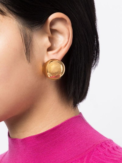 Shop Versace Sphere  Tiles Earrings In Gold