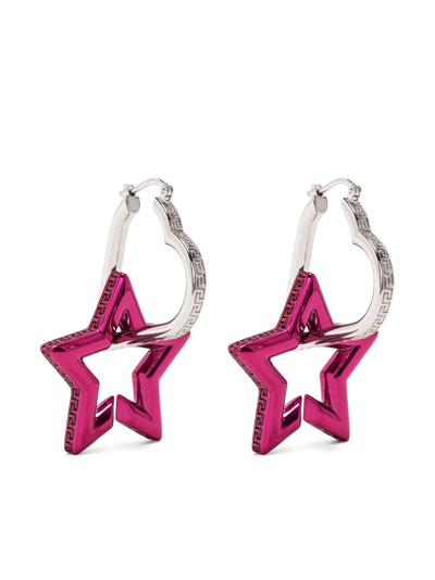 Shop Versace Greca Star-shaped Drop Earrings In Pink