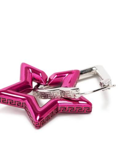 Shop Versace Greca Star-shaped Drop Earrings In Pink