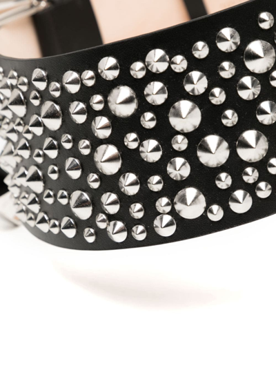 Shop Versace Stud-embellished Leather Belt In 黑色