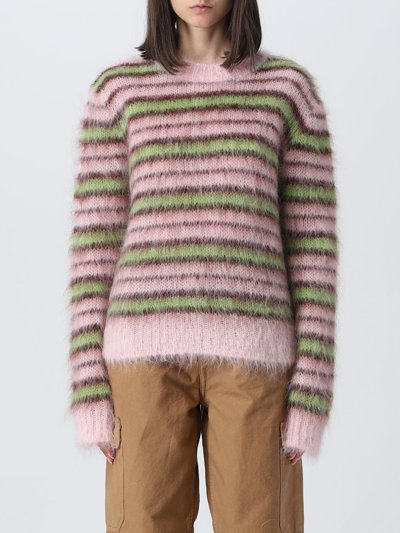 Marni Iconic Brushed Stripes Sweater In Pink