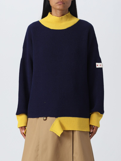 Shop Marni Sweater In Cotton In Blue
