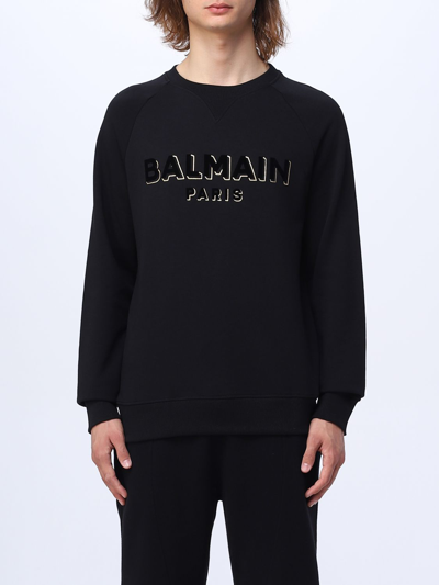 Shop Balmain Sweatshirt In Cotton In Black
