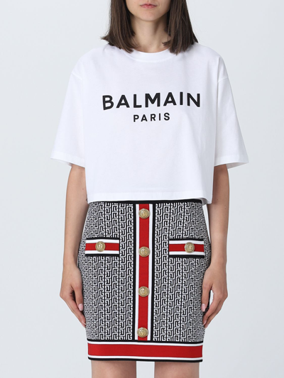 Shop Balmain T-shirt In Cotton In White