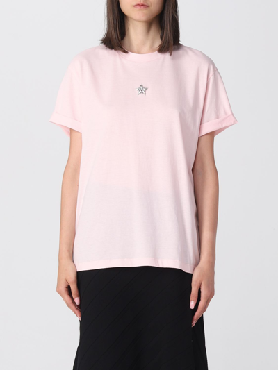 Shop Stella Mccartney Cotton T-shirt In Pink