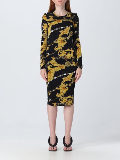 Versace Jeans Couture Baroque-print Midi Dress In Black