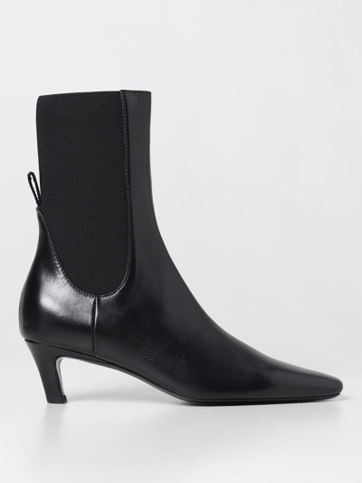Shop Totême Flat Ankle Boots Toteme Woman Color Black
