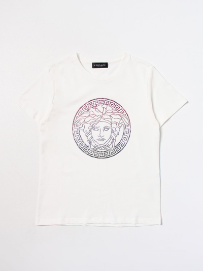 Shop Young Versace Versace Young Cotton T-shirt In White