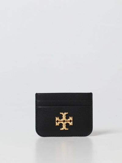 Shop Tory Burch Eleanor Credit Card Holder In Smooth Leather In Black
