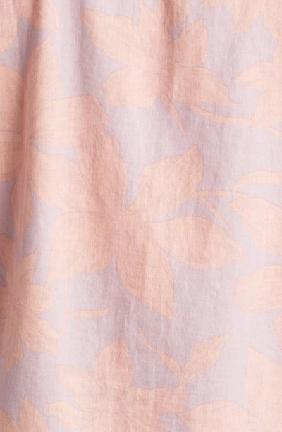 Shop Rails Carson Floral Short Sleeve Linen Blend Button-up Shirt In Garden Sands Flamingo