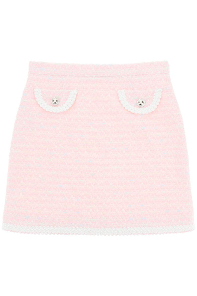 Shop Alessandra Rich Tweed Mini Skirt In Pink