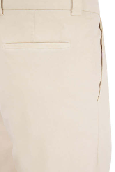 Shop Brunello Cucinelli Cotton-blend Trousers With Darts In White