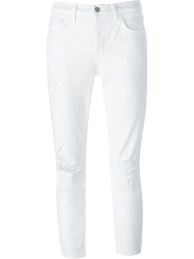 J Brand Josie Turn-up Mid-rise Jeans In White