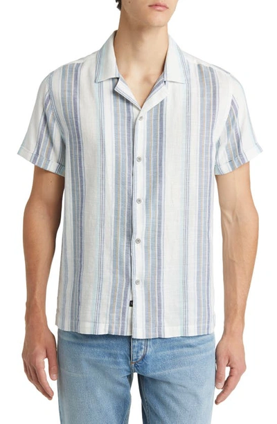Rails Amalfi Stripe Short Sleeve Cotton Button-up Shirt In Halo Coastal Blue Stripe
