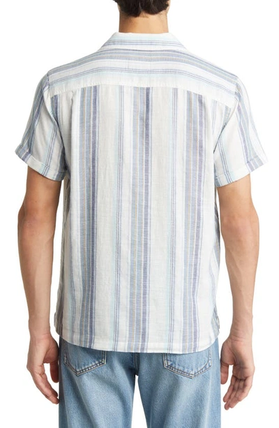 Rails Amalfi Stripe Short Sleeve Cotton Button-up Shirt In Halo Coastal Blue Stripe