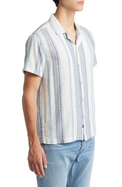 Rails Amalfi Stripe Short Sleeve Cotton Button-up Shirt In Halo Coastal Blue Stripe