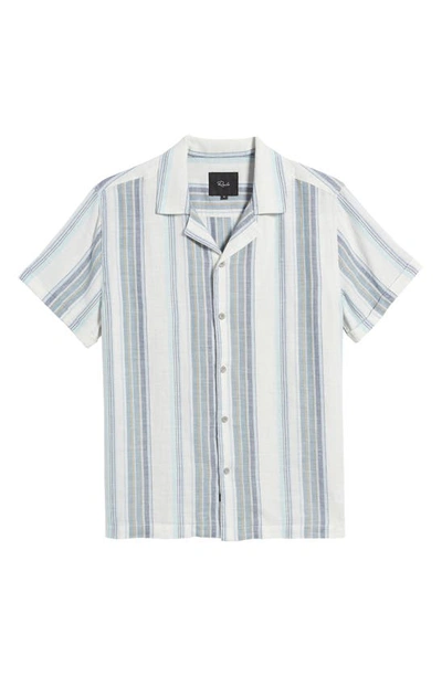 Rails Amalfi Stripe Short Sleeve Cotton Button-up Shirt In Halo Coastal Blue Stripe