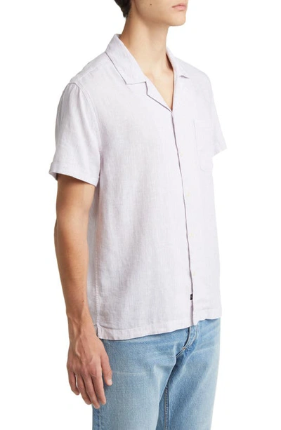 Shop Rails Waimea Short Sleeve Linen Blend Button-up Shirt In Lavender White Stripe